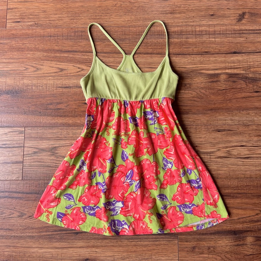 vtg y2k Hawaiian hibiscus print babydoll cami top